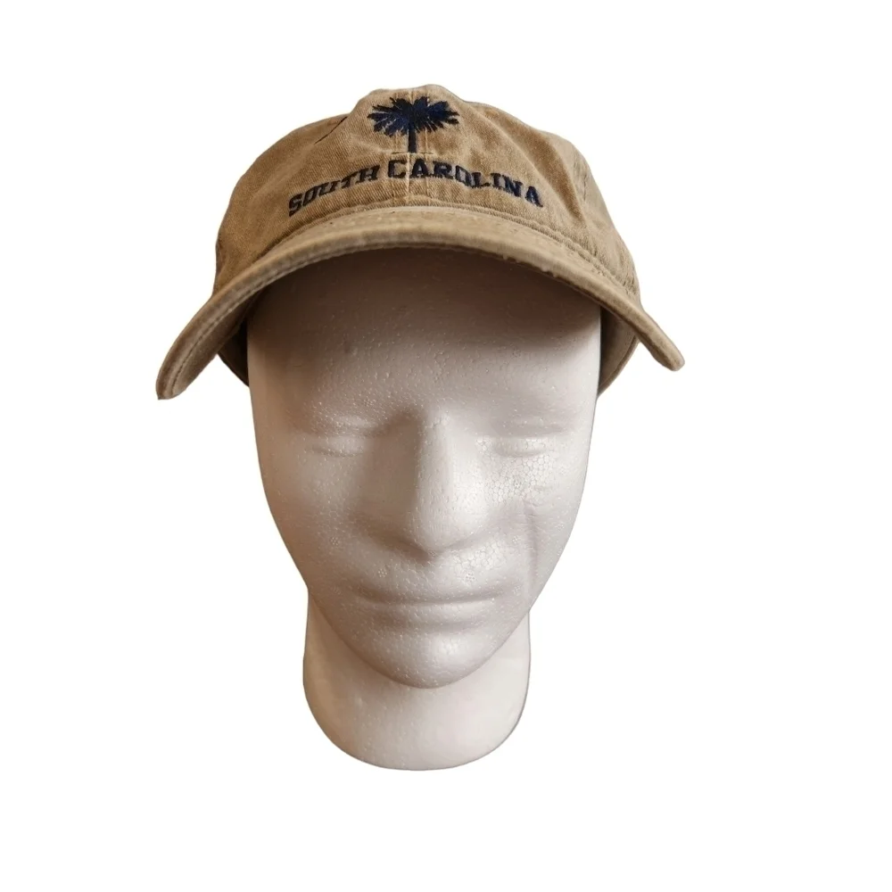 Embroidered olive khaki South Carolina SC Palmetto Crescent Washed Cap Hat